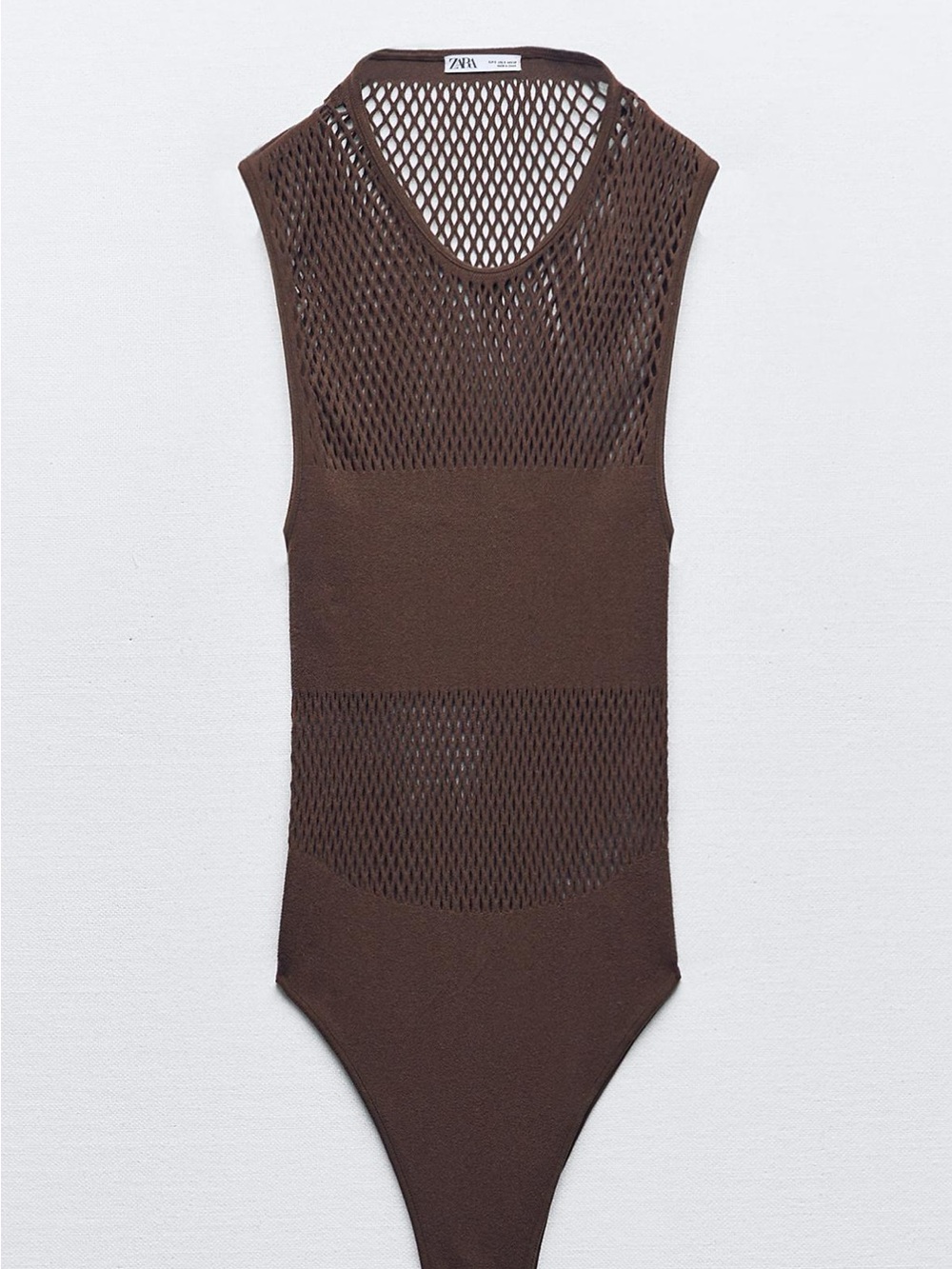 Zara Dark Brown Mesh Knit Bodysuit